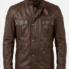 Double Pocket Super Classic Brown Leather Jacket for Mens