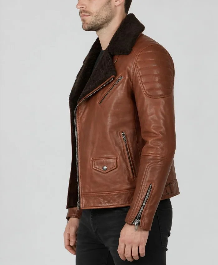 Mens Golden Bear Brown Leather Jacket
