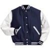 Mens Navy Blue Letterman Wool Bomber University Style Jacket