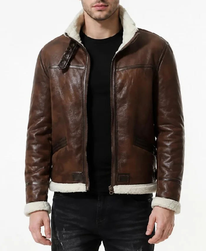 Mens Parker Motorcycle Distress Fur Jacket