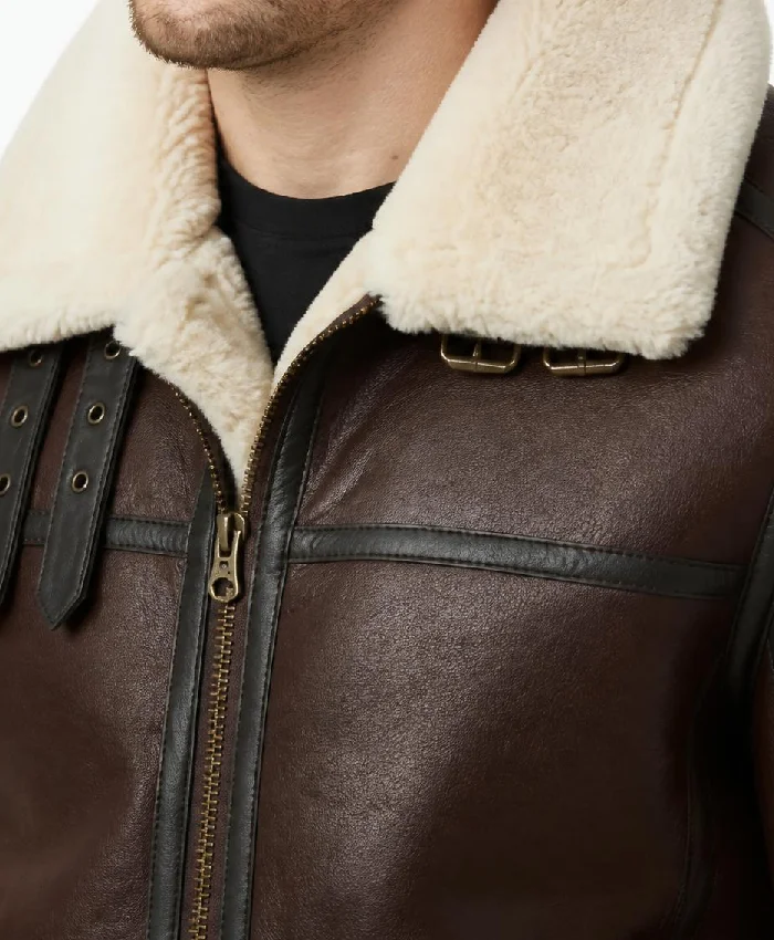 Mens Pilot Flight WWII B3 Brown Bomber Jacket