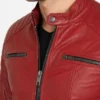 Mens Red Quilted Biker Leather Jacket