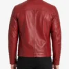 Mens Quilted Biker Leather Jacket in Red