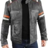 Mens Retro 3 Cafe Racer Biker Vintage Jacket