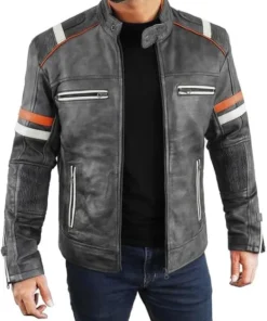 Mens Retro 3 Cafe Racer Biker Vintage Jacket