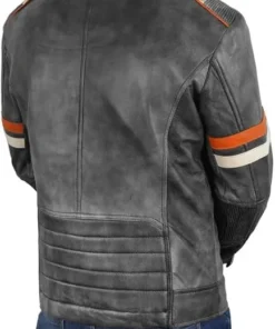 Mens Retro 3 Cafe Racer Biker Vintage Jacket back
