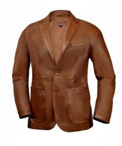 Men’s Sheepskin Leather Formal Brown Blazer Coat