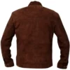 Men’s Slim-Fit Biker Coffee Brown Suede Leather Jacket