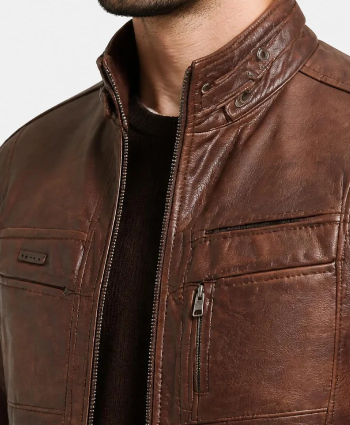 Mens Stint Biker Leather Jacket