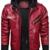 Mens The Red Bomber Leather Jacket