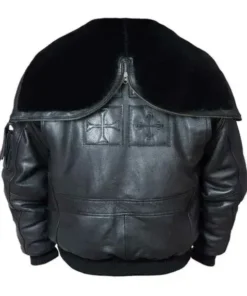 Mens-Top-Gun-Black-Zipper-Hooded-Bomber-Leather-Jacket-Back