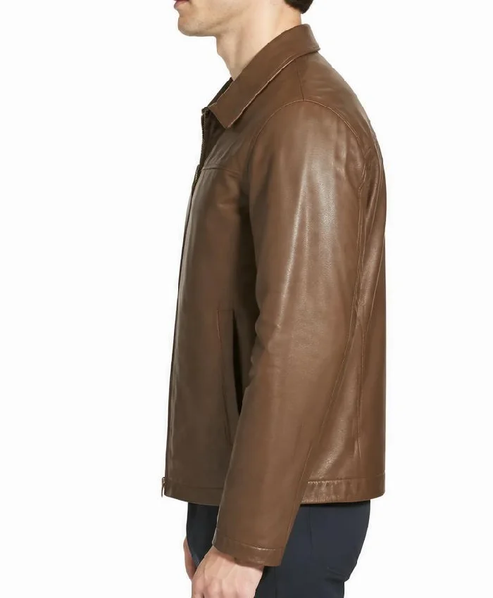 Mens Vince Classic Leather Brown Jacket