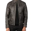 Mens Vintage Cafe Racer Motorcycle Distressed Leather Jacket