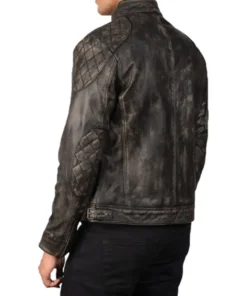 Men’s Vintage Cafe Racer Retro Motorcycle Distressed Cowhide Leather Jacket