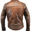 Mens Vintage Distressed Brown Quilted Motorcycle Real Leather Brando Moto Style Biker Jacket