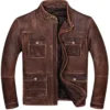 Men’s Vintage Motorcycle Brown Distressed Leather Jacket