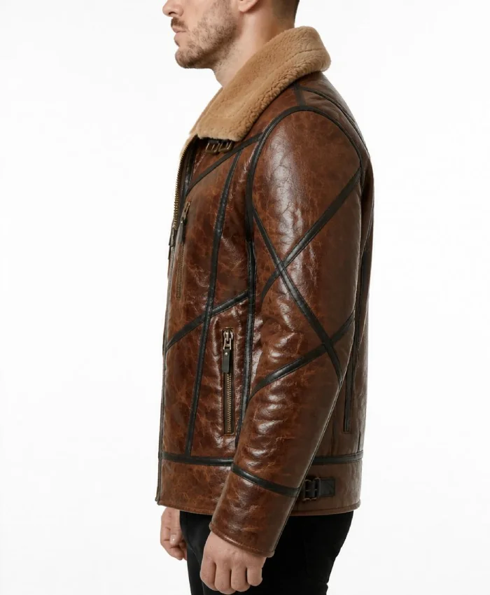 Mens Wesley Brown B3 Aviator Leather Jacket