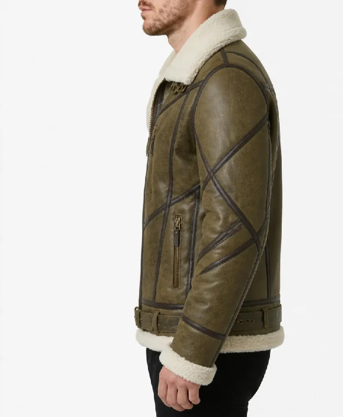 Mens Xavier B3 Distress Brown RAF Genuine Fur Bomber Jacket