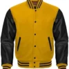 Mens Yellow and Black Varsity University Style Letterman Jacket
