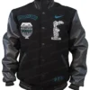 Mens and Womens Black Tiffany and Co X Nike Varsity Bomber Jacket with Leather Sleeves