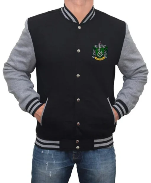 Mens and Womens Harry Potter Hogwarts Black Pullover Logo Varsity Jacket
