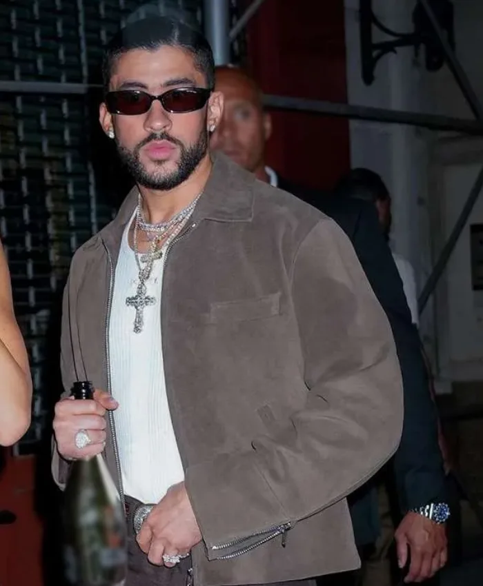 Bad Bunny Met Gala After Party Brown Jacket