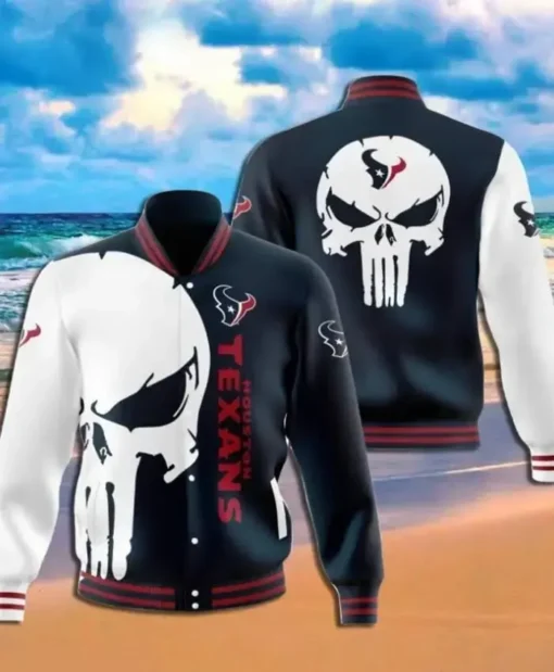 Michael Houston Texans Skull Printed Bomber Jacket
