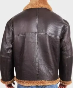 Micheal Flying SF Bomber Sheepskin Shearling Aviator Brown Leather Jacket
