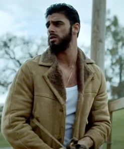 Michele Morrone Beautiful Suede Fur Leather Jacket