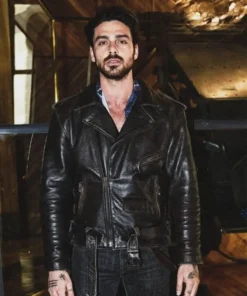 Michele Morrone Black Leather Biker jacket