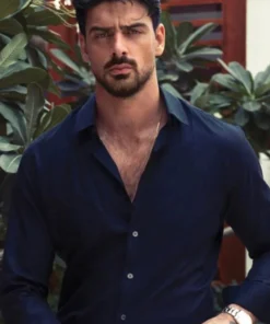 Michele Morrone Navy Blue Shirt