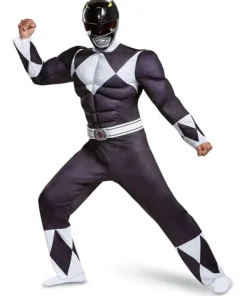 Mighty Morphin Power Ranger Polyester Black Costume