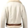 Miguel Beige Aviator Flight Pilot Shearling Sheepskin SF Bomber Leather Jacket with Detachable