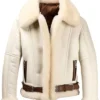 Miguel SF Aviator Shearling Sheepskin Beige Bomber Jacket