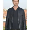 Mike Banning Olympus Has Fallen Collarless Leather Jacket