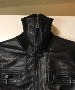 Miley Cyrus Max Azria Crop Black Leather Jacket For Sale