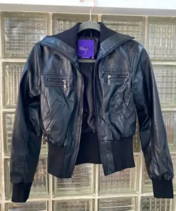 Miley Cyrus Max Azria Crop Leather Jacket