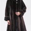 Miley Mink Fur Two Button Front Brown Coat
