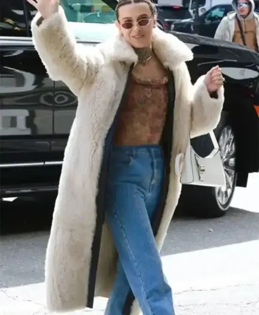 Millie Bobby Fur White Coat