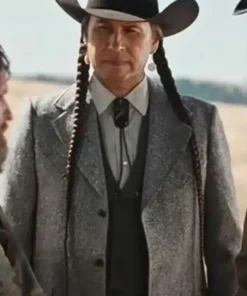 Mo Brings Plenty Yellowstone Rainwater Driver Season 4 Grey Wool Blazer Coat