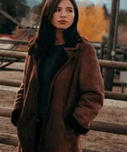 Monica Dutton Yellowstone Suede Leather Brown Coat