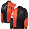 Monroe Chicago Bears Black and Orange Satin Varsity Jacket