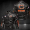 Morrie Chicago Bears Cafe Racer Leather Jacket Black