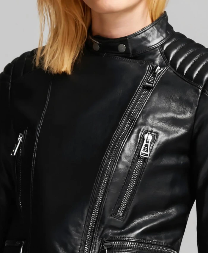 Motorcycle Black Jacket For Womens