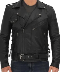 Motorcycle Leather Black Jacket Lucas Asymmetrical