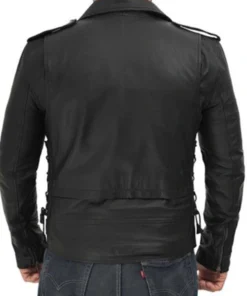 Motorcycle Leather Black Jacket Lucas Asymmetrical sale