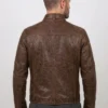 Vintage Motorcycle Brown Leather Distressed Jacket