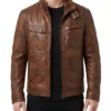 Double Strapes Men Mountainskin Leather Jacket