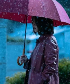 My Name 2021 Han So Hee Maroon Leather Coat