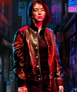 My Name Han So Hee Black Bomber Leather Jacket